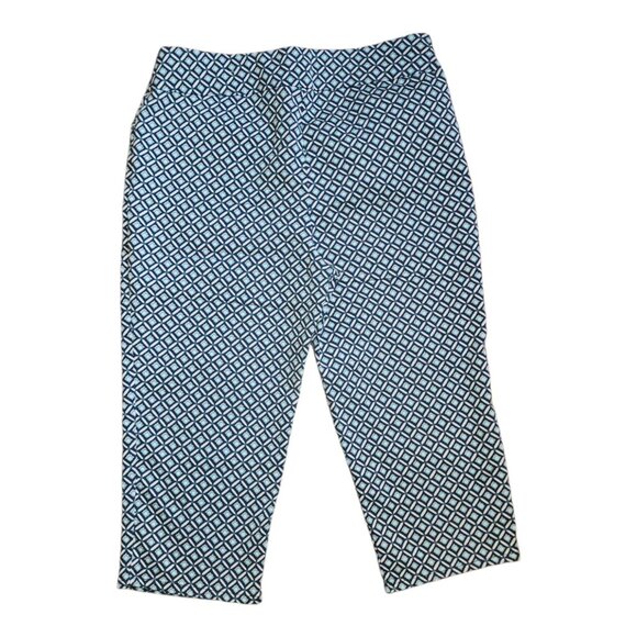Croft & Barrow Pants Womens Size 14 Blue Geometric The Effortless Stretch Capri - Picture 7 of 7